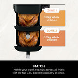 Ninja Double Stack Air Fryer, Vertical Dual Drawer Air Fryer with 4 cooking levels, 2 Drawers and 2 Racks, Space Saving Design, 7.6L Capacity, 6 Cooking Functions, 6 Portions, Black SL300UK