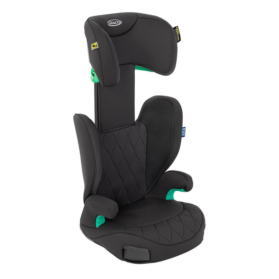Graco Affix i-Size R129 with ISOFIX Highback Booster car seat with cupholders, Suitable from 100-150cm (approx. 3.5 to 12 years), Midnight fashion