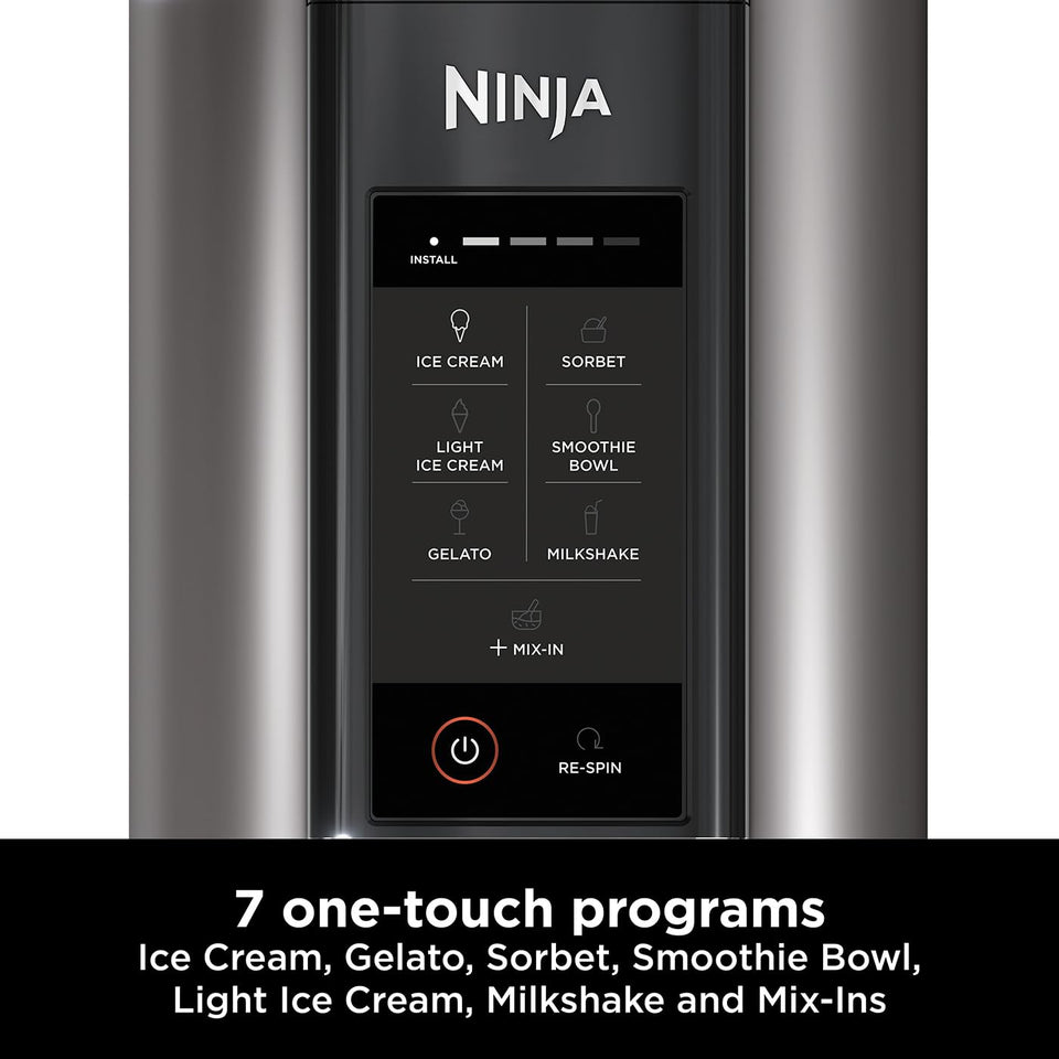 Ninja CREAMi Ice Cream Maker & Frozen Dessert Maker with 3 Tubs, 7 Programs, Makes Ice Cream, Gelato, Sorbet, Smoothie Bowl, Milkshakes and more, Black/Silver, Makes 1.4L of Ice Cream, NC300UK