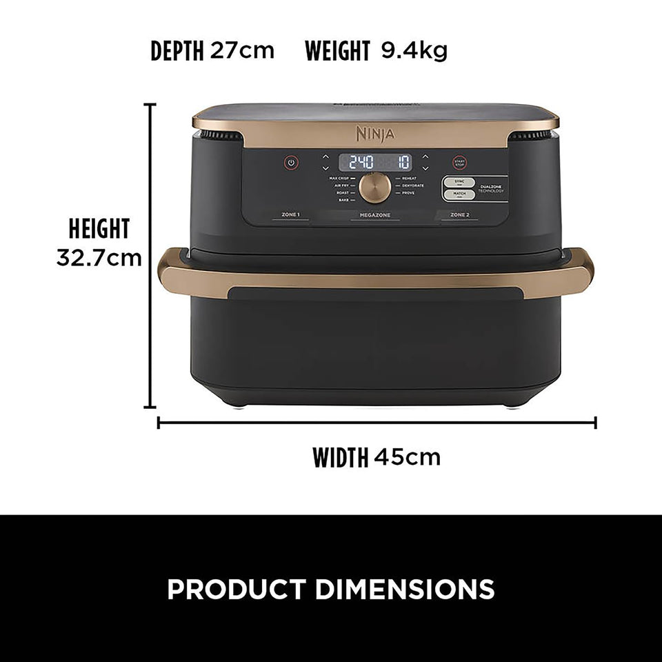 Ninja Foodi FlexDrawer Air Fryer, Dual Zone with Removable Divider, Large 10.4L Drawer, 7-in-1, Air-Fryer, Air Fry, Roast, Bake, Crisp, Non-Stick Dishwasher Safe Parts, Black and Copper, AF500UKCP