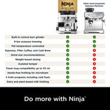 Ninja Luxe Premier 3-in-1 Coffee Machine, Latte, Cappuccino, Cold Brew & Espresso Maker With Built in Bean Grinder & Milk Frother, Easy to Use, 4 Automated Froth Presets, Silver, ES601UK