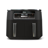 Ninja Foodi Dual Zone Digital Air Fryer, 2 Drawers, 7.6L, 4-in-1, Uses No Oil, Air Fry, Max Crisp, Roast, Reheat, Non-Stick, Dishwasher Safe Baskets and Crisper Plates, Black AF200UK