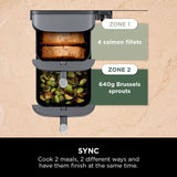 Ninja Double Stack XL Air Fryer, Vertical Dual Drawer AirFryer with 4 cooking levels, 2 Drawers and 2 Racks, Space Saving Design, 9.5L Capacity, 6 Cooking Functions, 8 Portions, Grey, SL400UK
