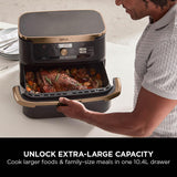 Ninja Foodi FlexDrawer Air Fryer, Dual Zone with Removable Divider, Large 10.4L Drawer, 7-in-1, Air-Fryer, Air Fry, Roast, Bake, Crisp, Non-Stick Dishwasher Safe Parts, Black and Copper, AF500UKCP