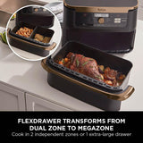 Ninja Foodi FlexDrawer Air Fryer, Dual Zone with Removable Divider, Large 10.4L Drawer, 7-in-1, Air-Fryer, Air Fry, Roast, Bake, Crisp, Non-Stick Dishwasher Safe Parts, Black and Copper, AF500UKCP