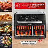 Tefal Easy Fry Dual Zone Digital Air Fryer, 2 Drawers, 8.3L, 8in1, Air Fry, Extra Crisp, Roast, Bake, Reheat, Dehydrate, 6 Portions, Non-Stick, Dishwasher Safe Baskets, Black & Metal EY901840