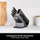 Ninja Foodi StaySharp Knife Block with Integrated Sharpener, 5-Piece Knife Set includes Chef, Bread, Slicing, Utility, Paring Knives, Stainless Steel K32005UK, Black