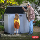 Keter Store-It-Out Prime 4.3 x 3.7 ft. Outdoor Resin Storage Shed with Easy Lift Hinges, Perfect for Yard Tools, Pool Toys and Garden Accessories, Grey