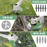 Metal Blade Cordless Strimmer 21v Grass Trimmers With 1 Pruning Shears 16 Blades 15cm Cutting Diameter Cordless Strimmer For Lawn Trimmingtwigsbrush Cuttingsuitable For Light Work